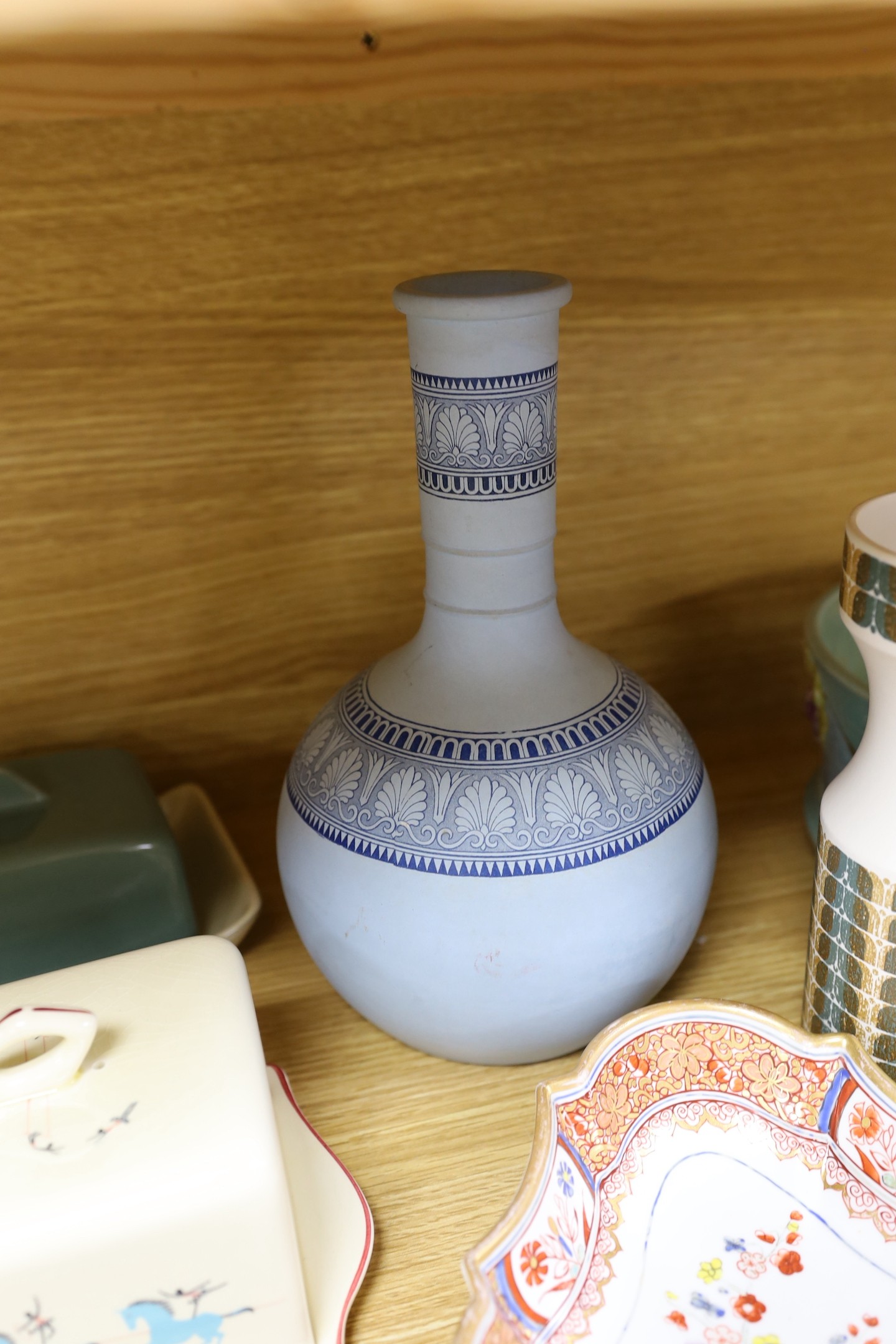 A Bretby bowl, a Beswick Circus pattern butter dish, a Hornsea vase etc, Bretby bowl 20 cms diameter